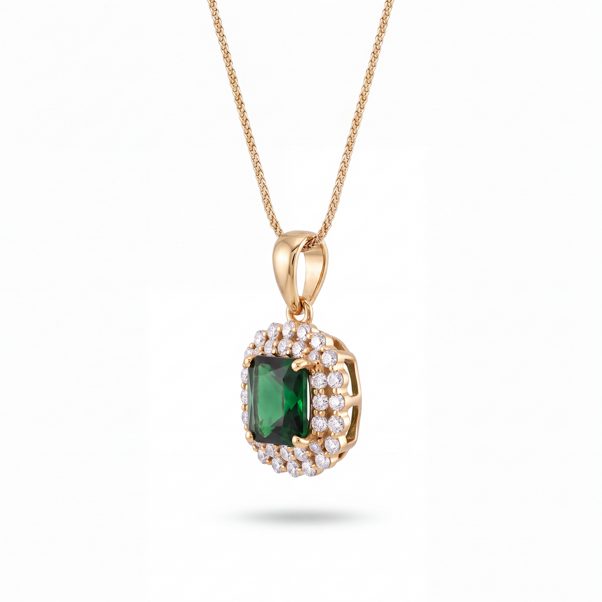 SHOP GOLD FATHER 10K YELLOW GOLD GREEN ANTIQUE-STYLE PENDANT WITH CUBIC ZIRCONIA ONLINE