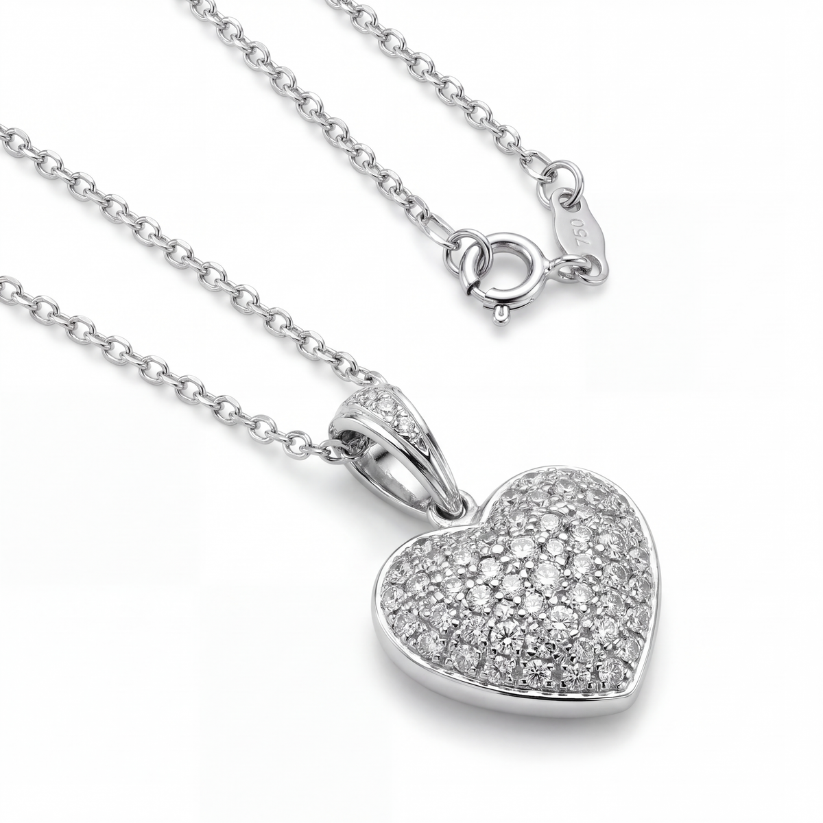 SHOP GOLD FATHER 18K WHITE GOLD DIAMOND HEART SHAPE PENDANT ONLINE
