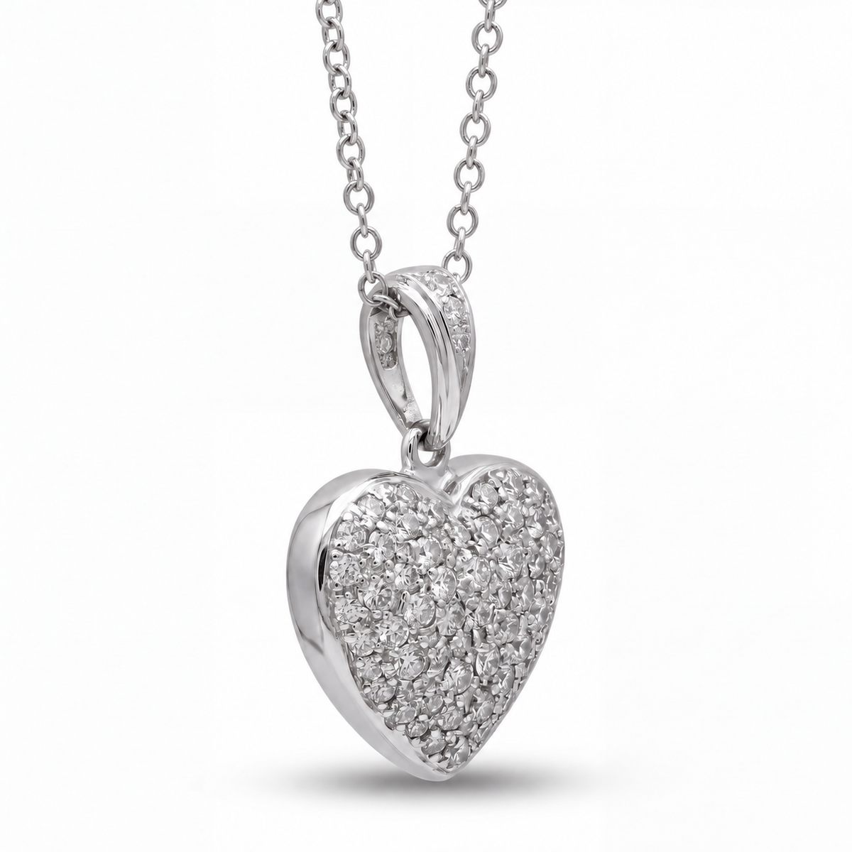 SHOP GOLD FATHER 18K WHITE GOLD DIAMOND HEART SHAPE PENDANT ONLINE