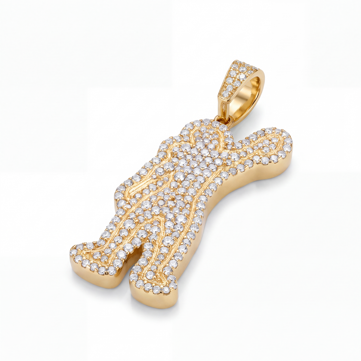 SHOP GOLD FATHER 14K YELLOW GOLD 1.50 CT DIAMOND DANCING MAN PENDANT ONLINE