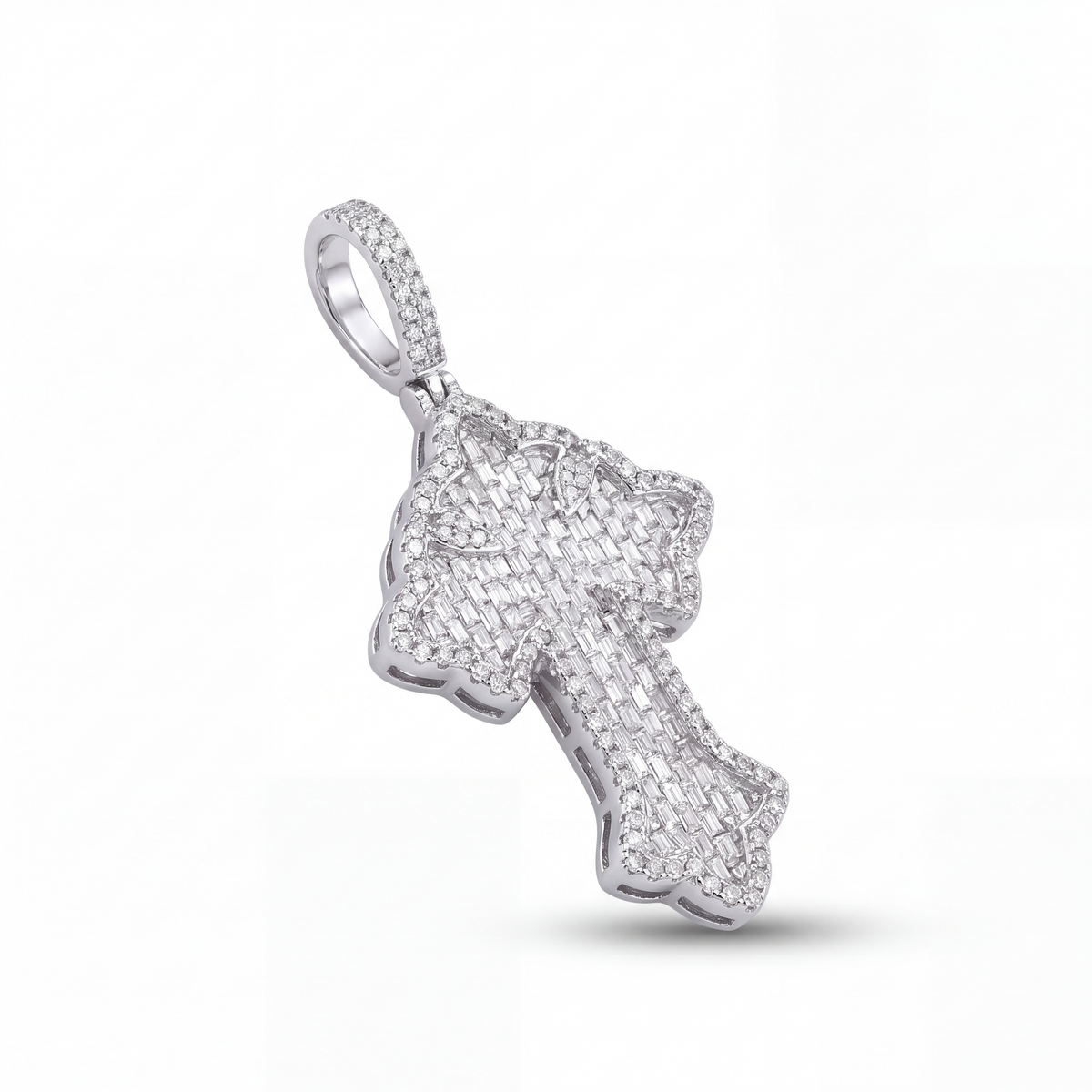 GOLD FATHER - 14K WHITE GOLD 2.15 CT DIAMOND CROSS PENDANT
