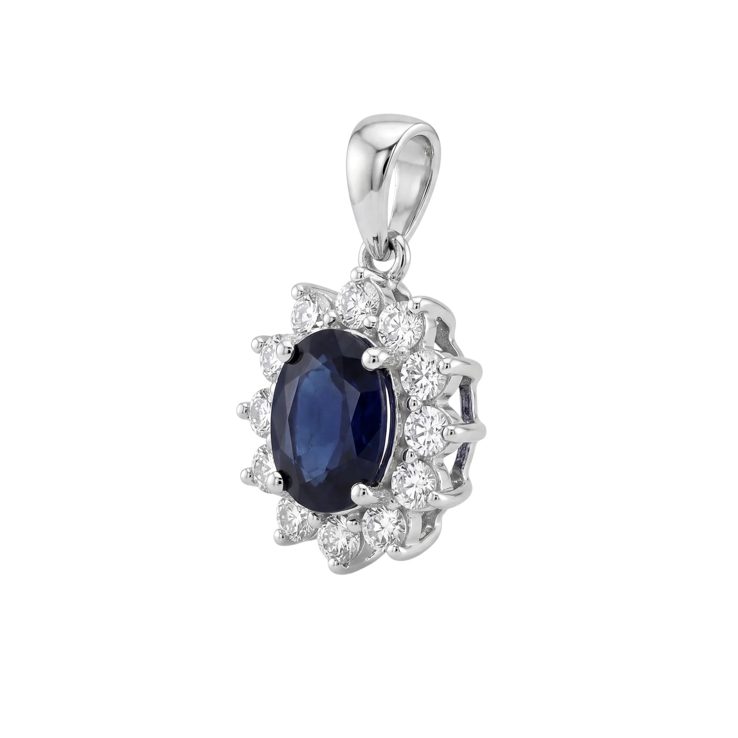 GOLD FATHER - 14K ANTIQUE WHITE GOLD GIA SAPPHIRE & DIAMOND JEWELRY SET – EARRINGS & PENDANT