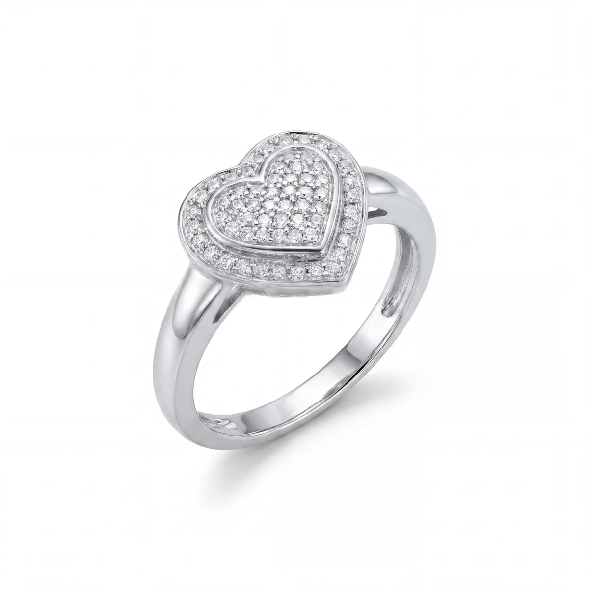 GOLD FATHER - 10K WHITE GOLD 0.53 CT DIAMOND HEART RING – SIZE 7.5