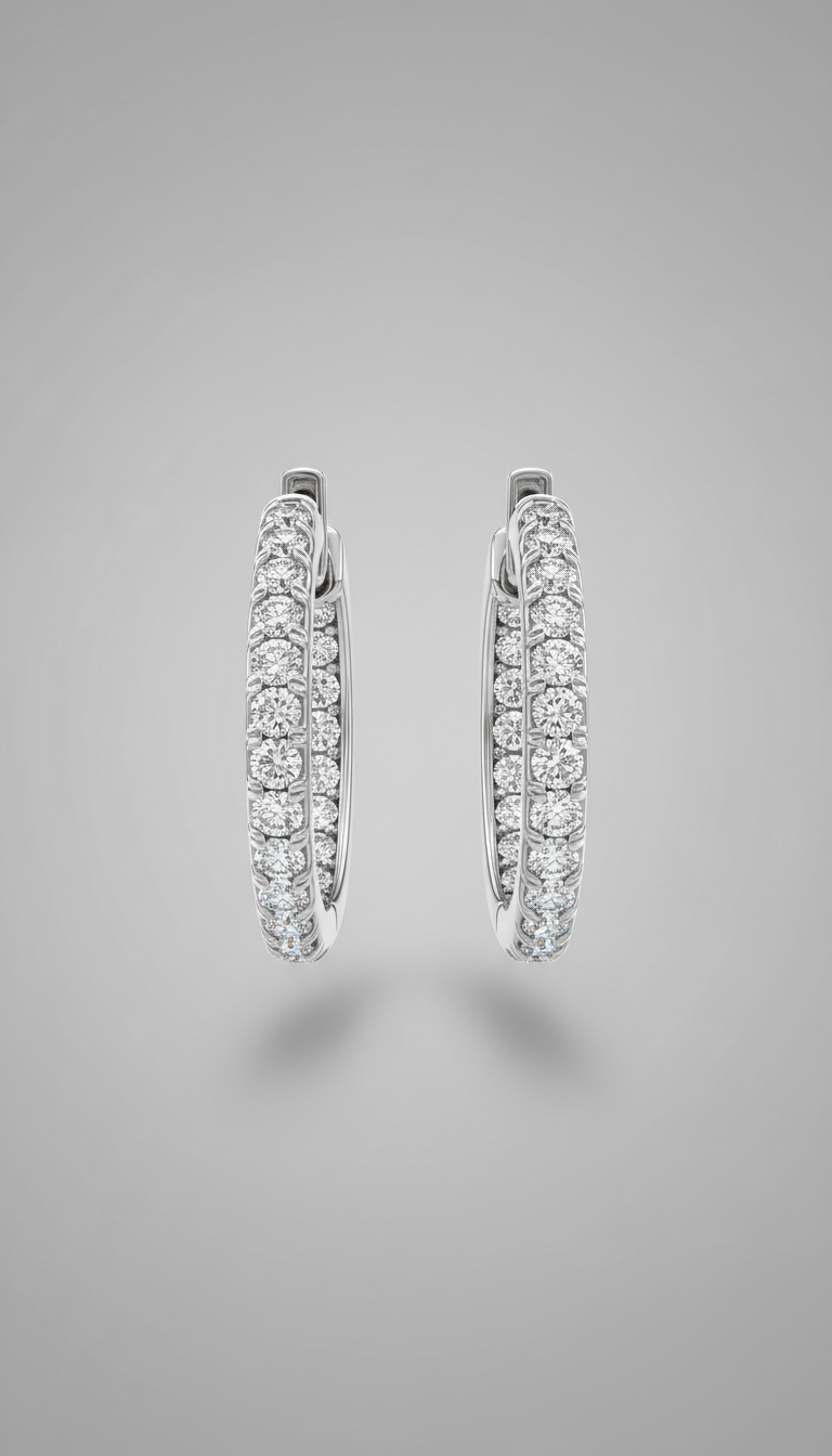 Platinum and Diamond Hoop Earrings