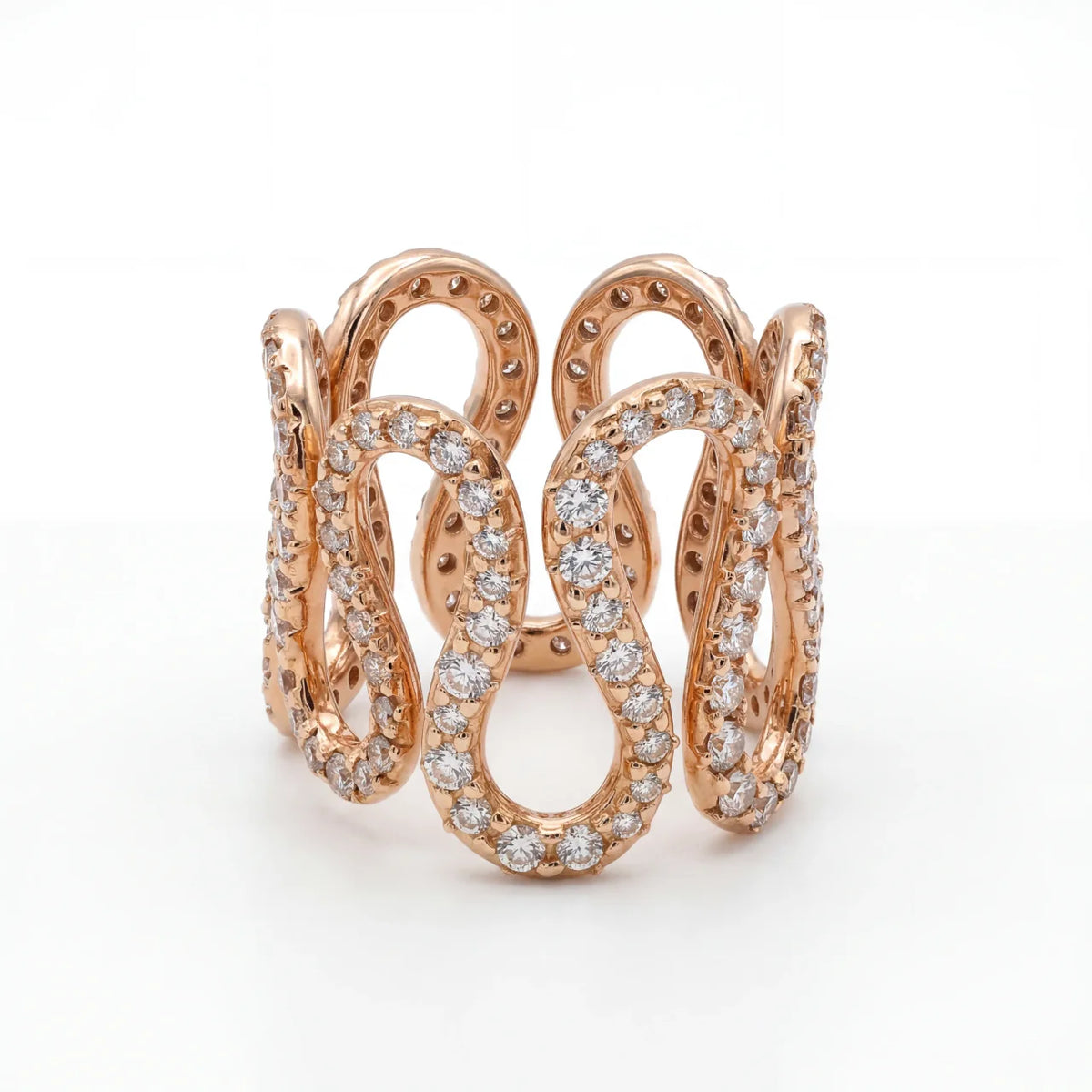 SHOP GOLD FATHER &nbsp;18K ROSE GOLD WAVY DIAMOND STATEMENT RING IN SIZE 7 ONLINE