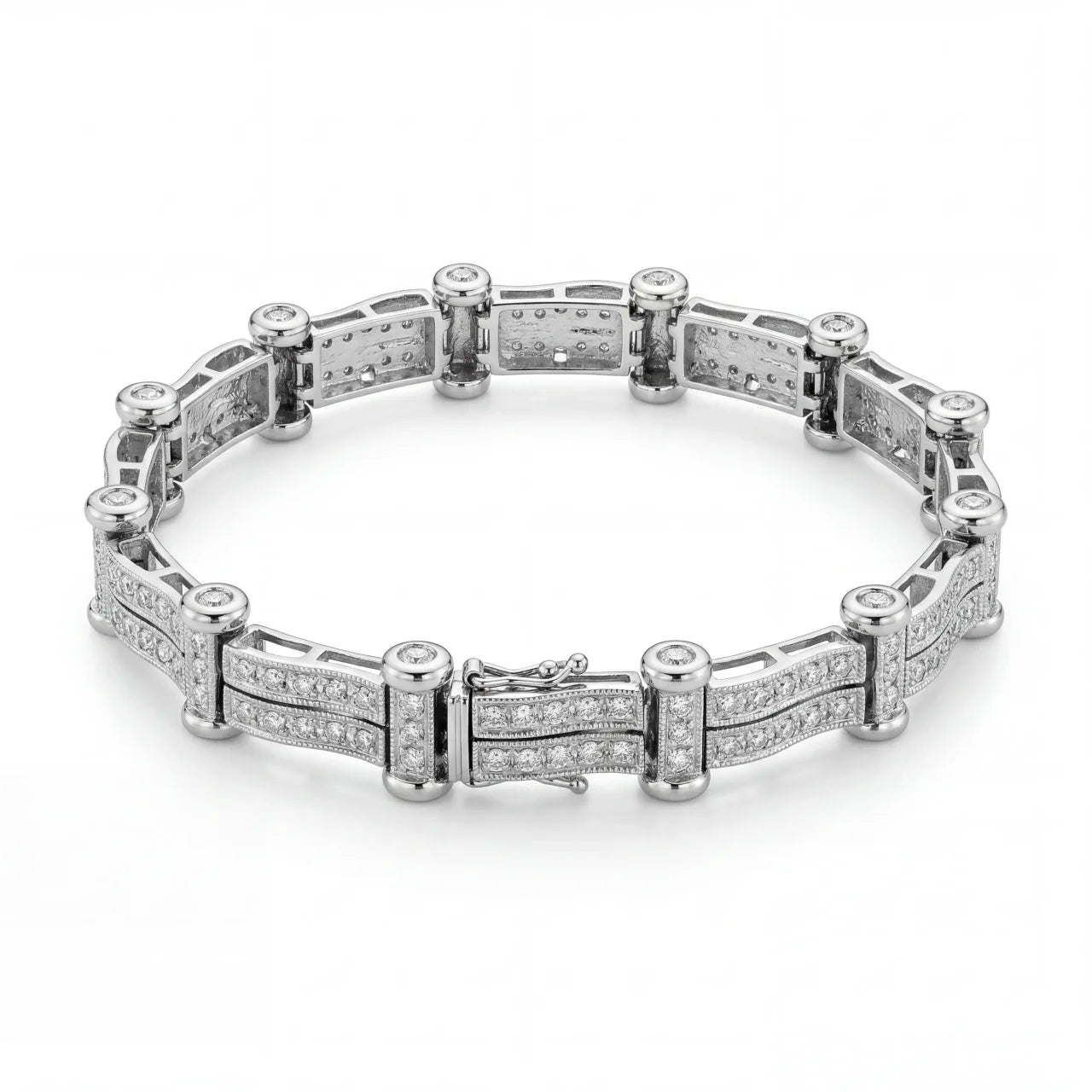 14kt White Gold Luxury Diamond Flex Bracelet 7 1/2