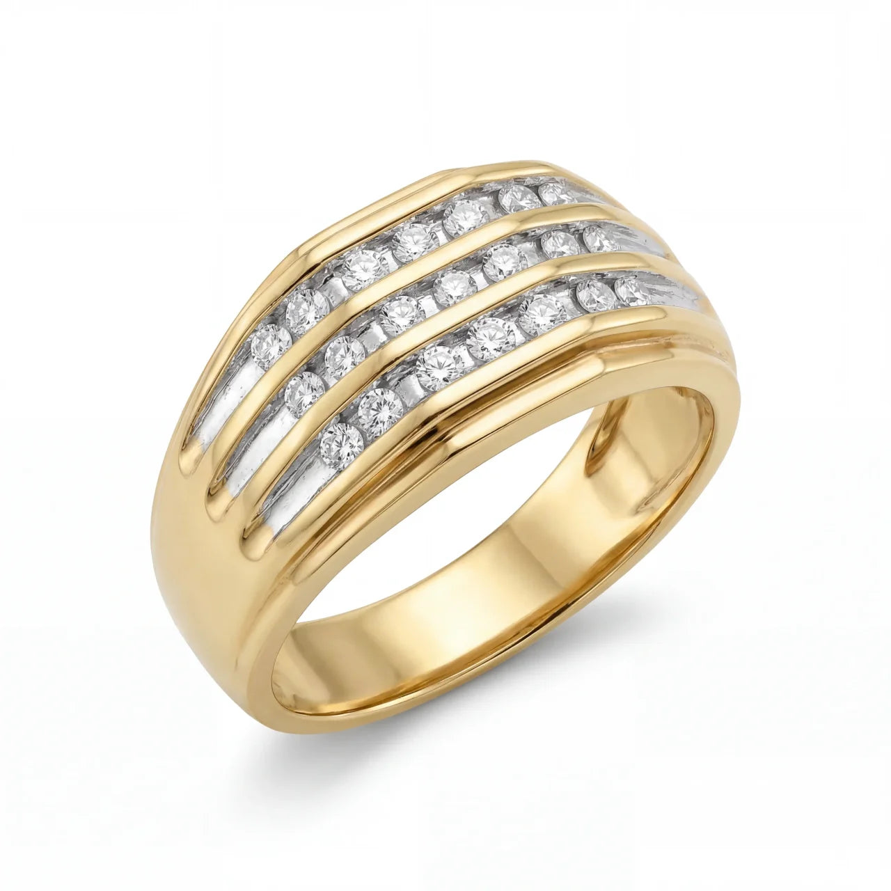 SHOP GOLD FATHER 10K YELLOW GOLD 0.50 CT DIAMOND MEN'S MULTI-ROW BAND IN SIZE 12 ONLINE