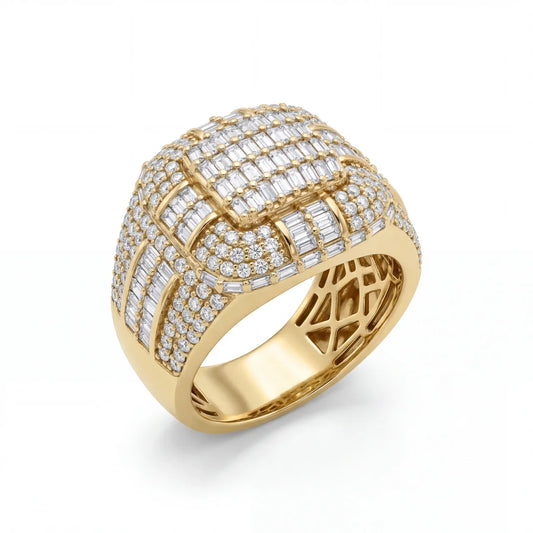 SHOP GOLD FATHER 10K YELLOW GOLD 3.9 CT VS DIAMOND BAGUETTE MEN'S RING IN SIZE 8.5 ONLINE