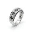 14kt White Gold Black Flower Diamond Band