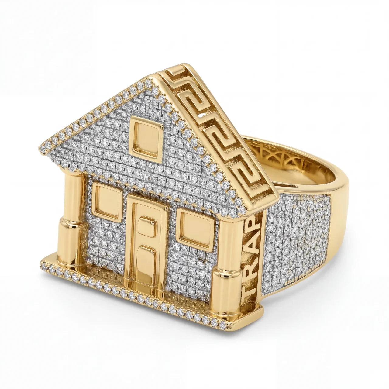 SHOP GOLD FATHER 10K YELLOW GOLD 0.85 CT DIAMOND HOUSE RING IN SIZE 10 ONLINE