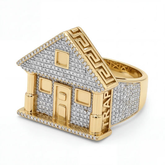SHOP GOLD FATHER 10K YELLOW GOLD 0.85 CT DIAMOND HOUSE RING IN SIZE 10 ONLINE