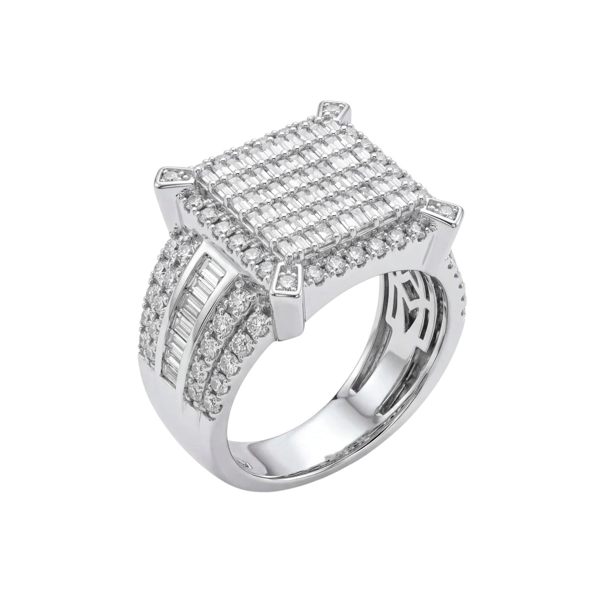 GOLD FATHER - 14K WHITE GOLD 2.35 CT INVISIBLE SET DIAMOND CLUSTER RING – SIZE 7