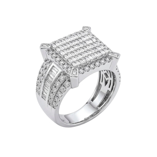 GOLD FATHER - 14K WHITE GOLD 2.35 CT INVISIBLE SET DIAMOND CLUSTER RING – SIZE 7