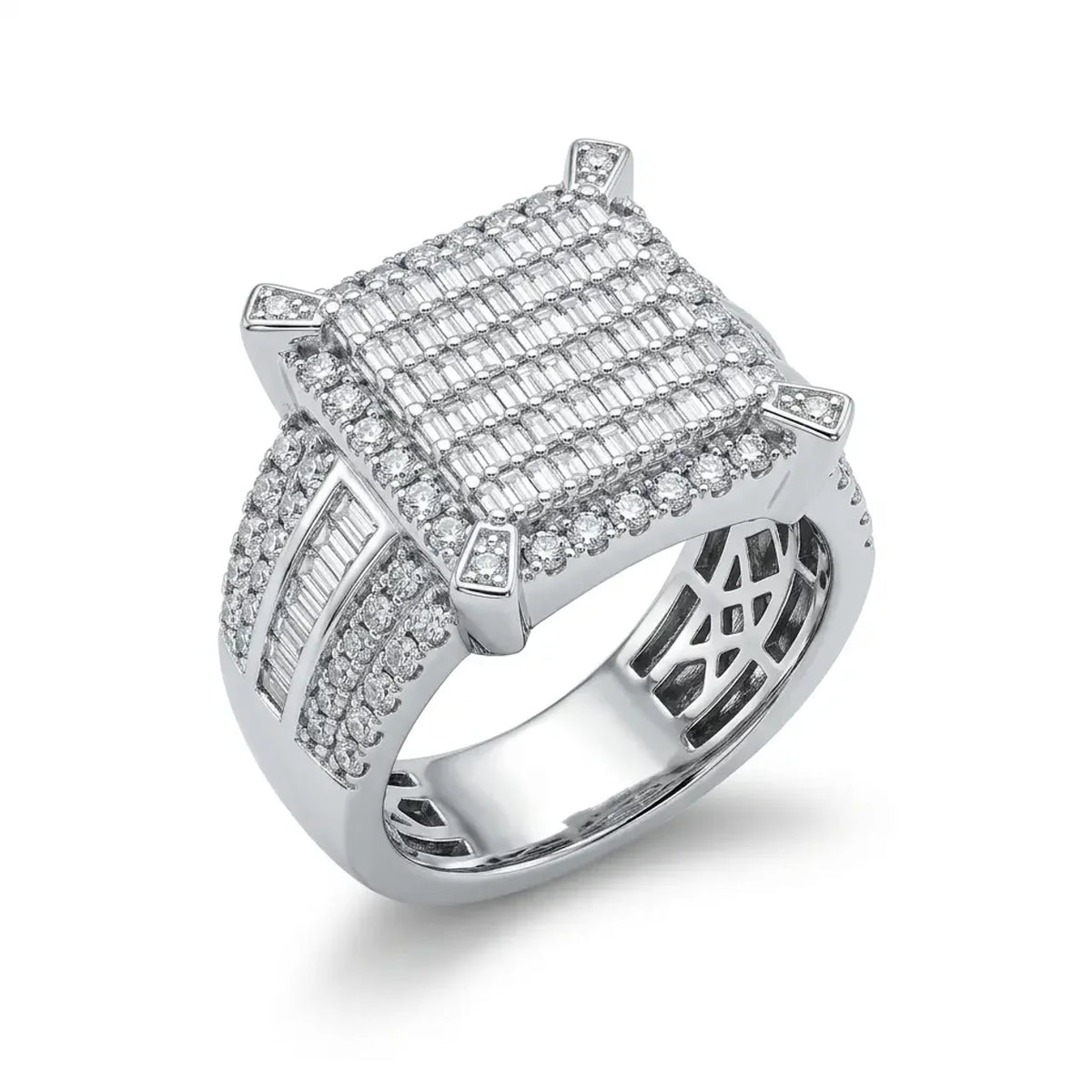 GOLD FATHER - 14K WHITE GOLD 2.35 CT INVISIBLE SET DIAMOND CLUSTER RING – SIZE 7