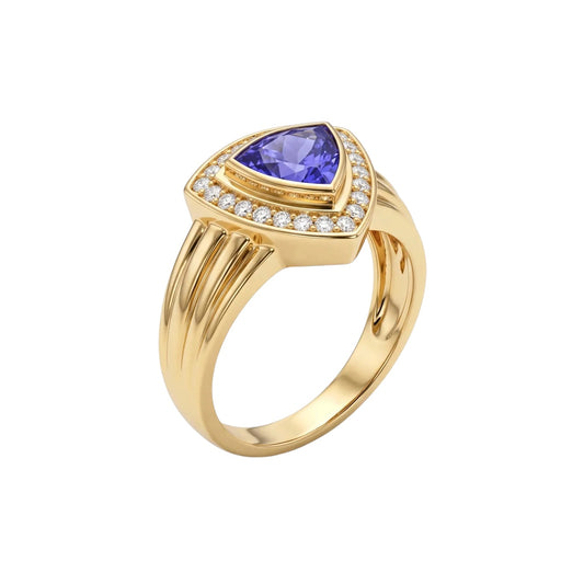 SHOP GOLD FATHER 14K YELLOW GOLD TRILLION-CUT COLOR STONE &amp; DIAMOND RING IN SIZE 7 ONLINE
