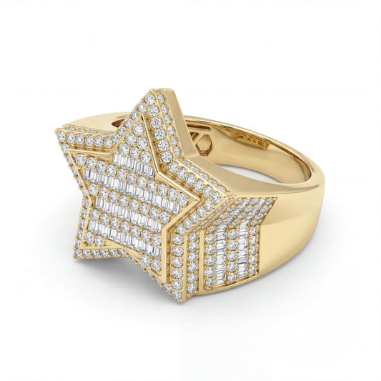 SHOP GOLD FATHER 10K YELLOW GOLD 4 CT VS DIAMOND STAR RING IN SIZE 15.5 ONLINE