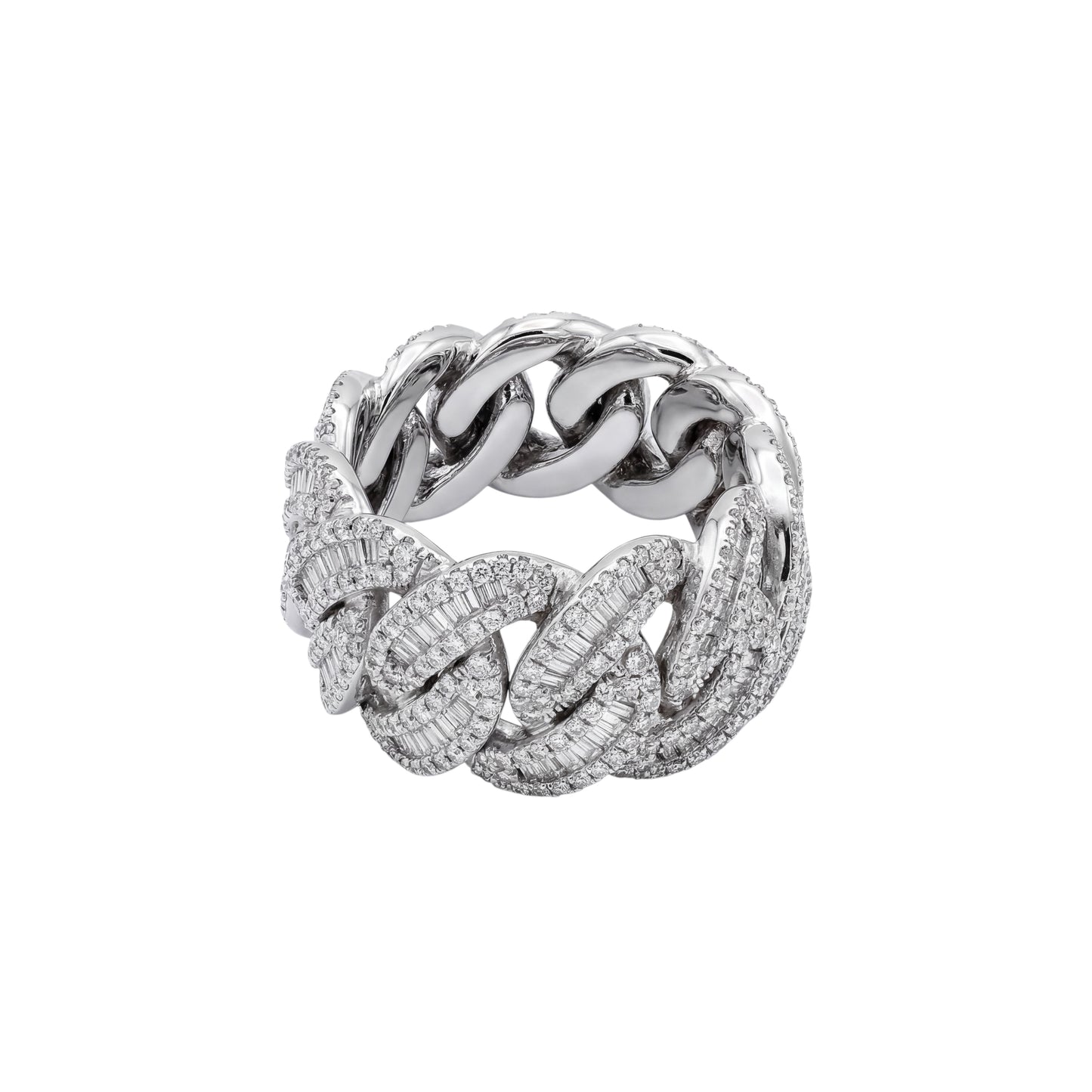 14kt White Gold Diamond Cuban Ring