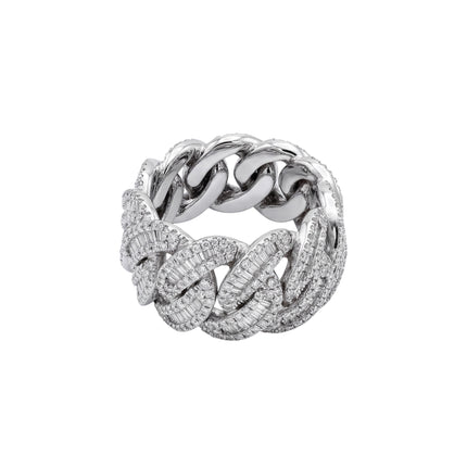 14kt White Gold Diamond Cuban Ring