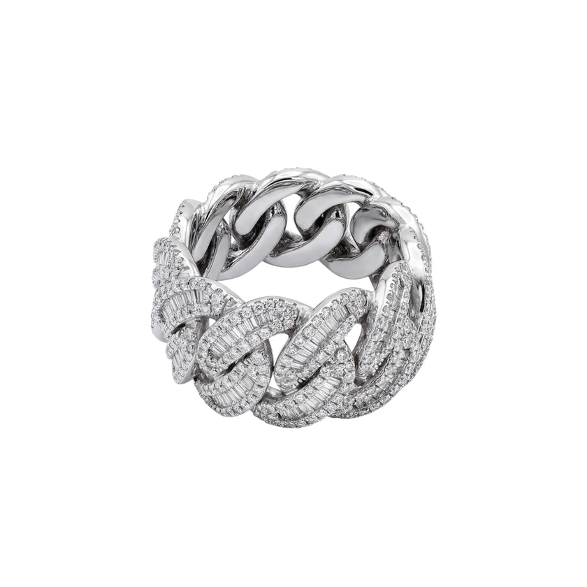 14kt White Gold Diamond Cuban Ring