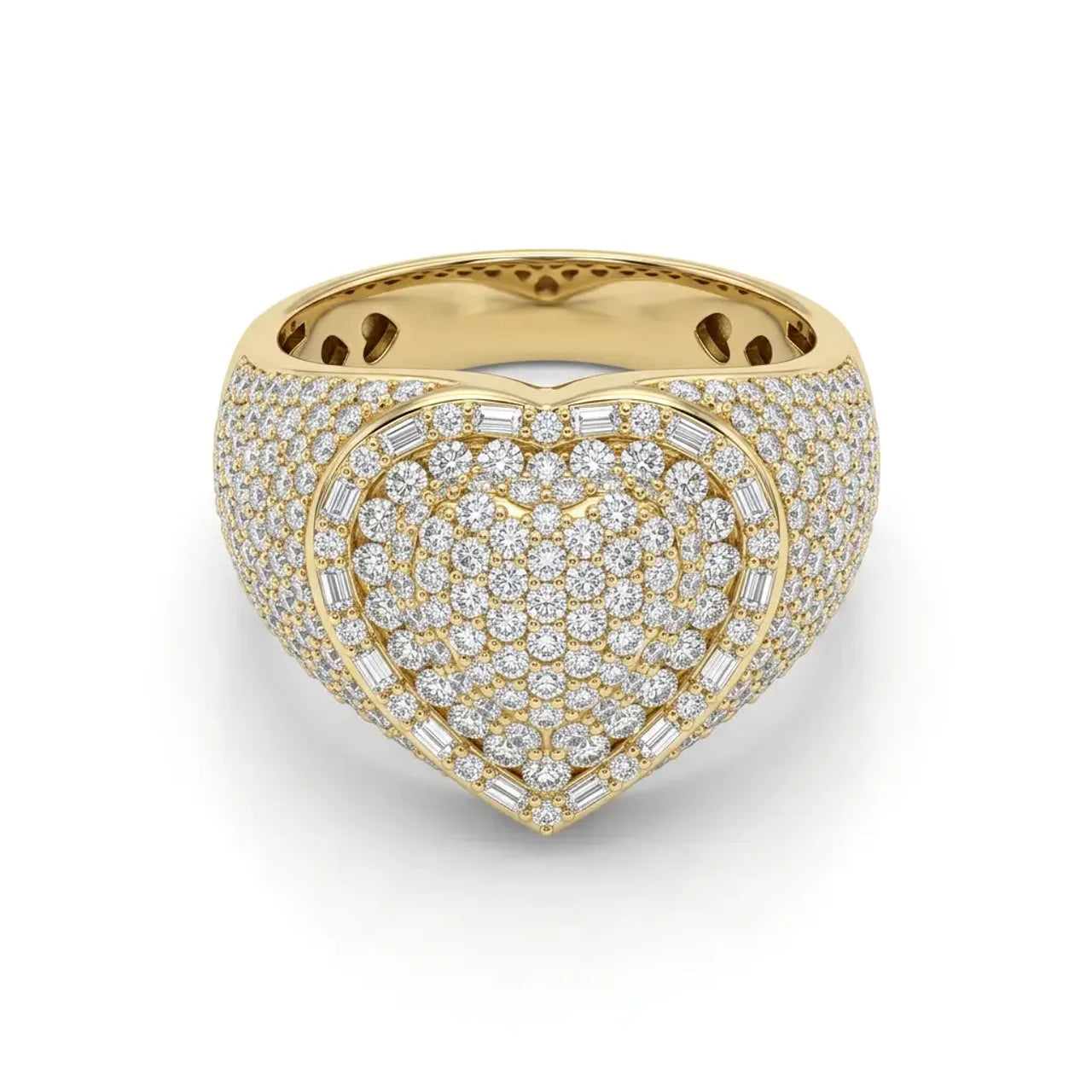 10kt Yellow Gold Diamond Heart Statement Ring