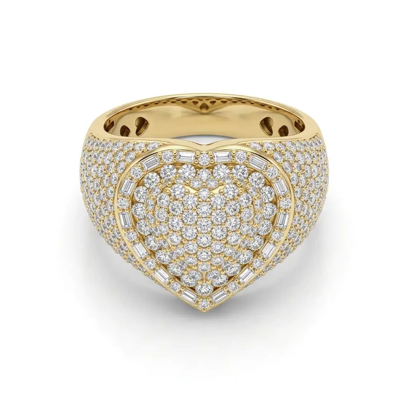 10kt Yellow Gold Diamond Heart Statement Ring