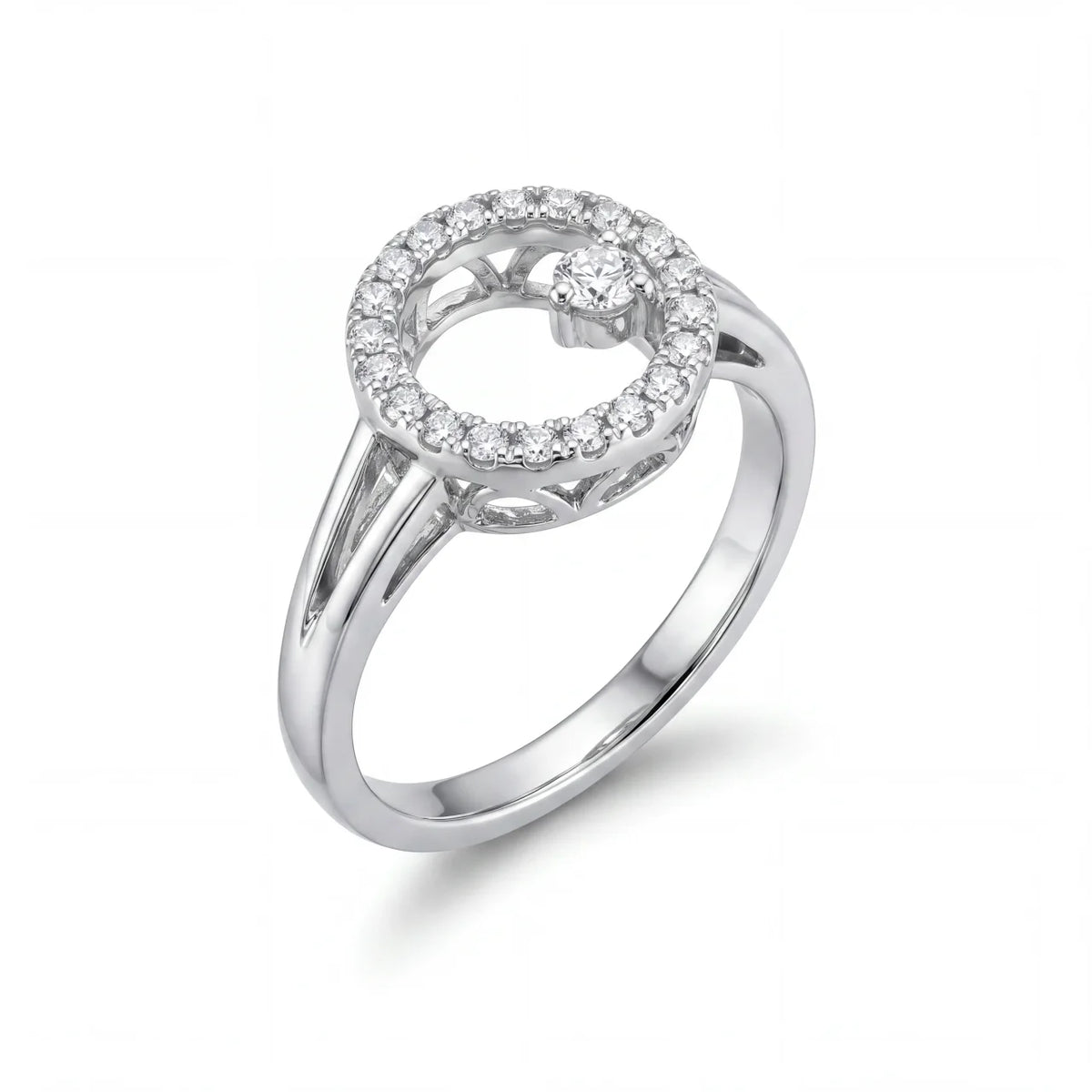 SHOP GOLD FATHER 14K WHITE GOLD 0.50 CT DIAMOND HALO RING IN SIZE 6.25 ONLINE