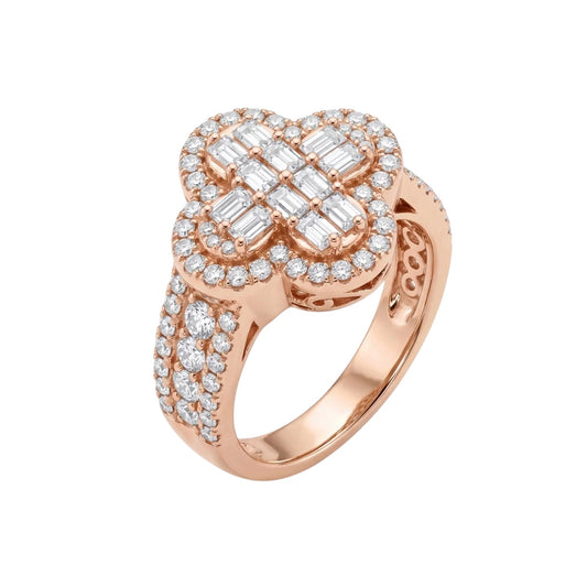 SHOP GOLD FATHER 14K ROSE GOLD 1.70 CT VS DIAMOND CLOVER SHAPE RING IN SIZE 7 ONLINE