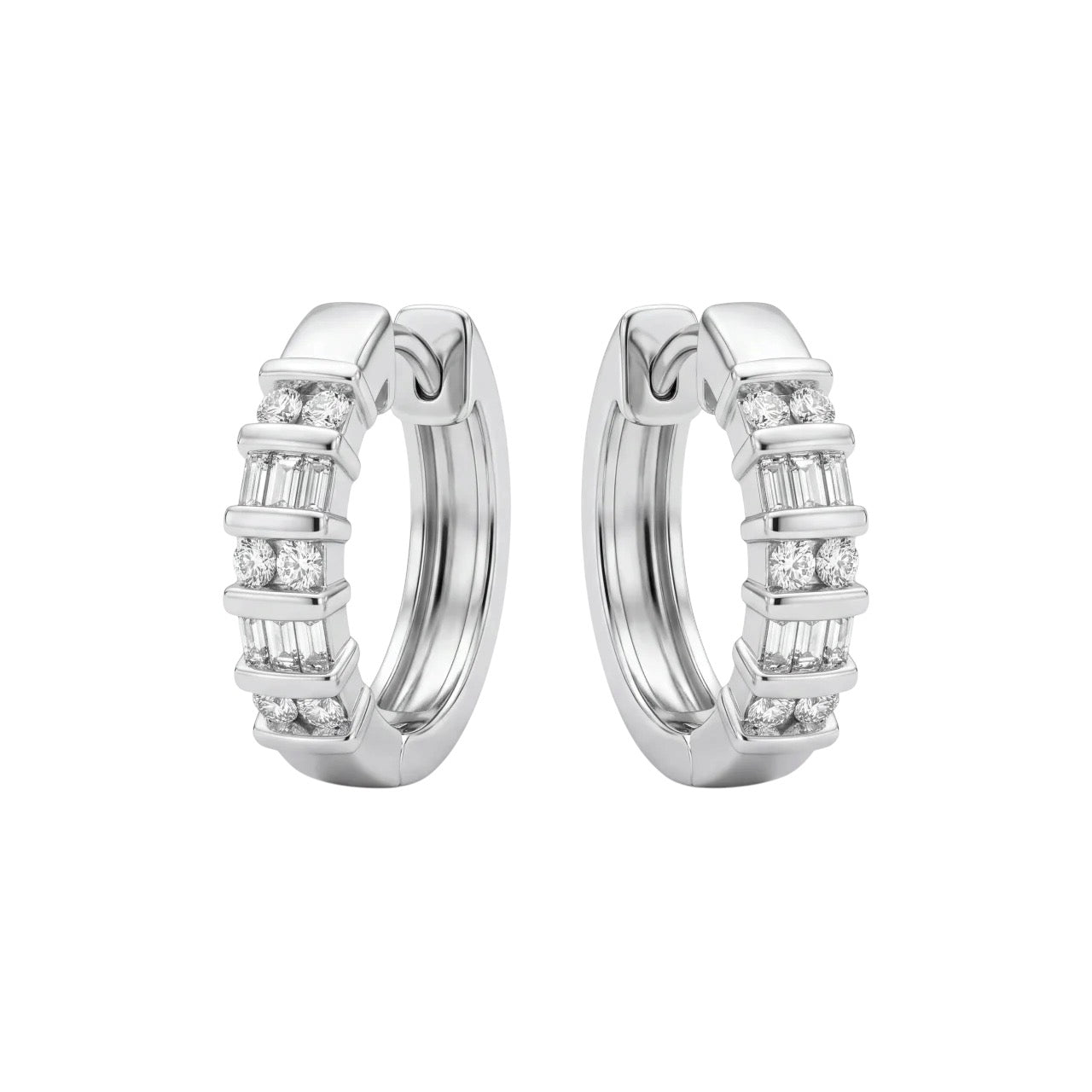 SHOP GOLDFATHER 10K WHITE GOLD DIAMOND HUGGIE EARRINGS ONLINE