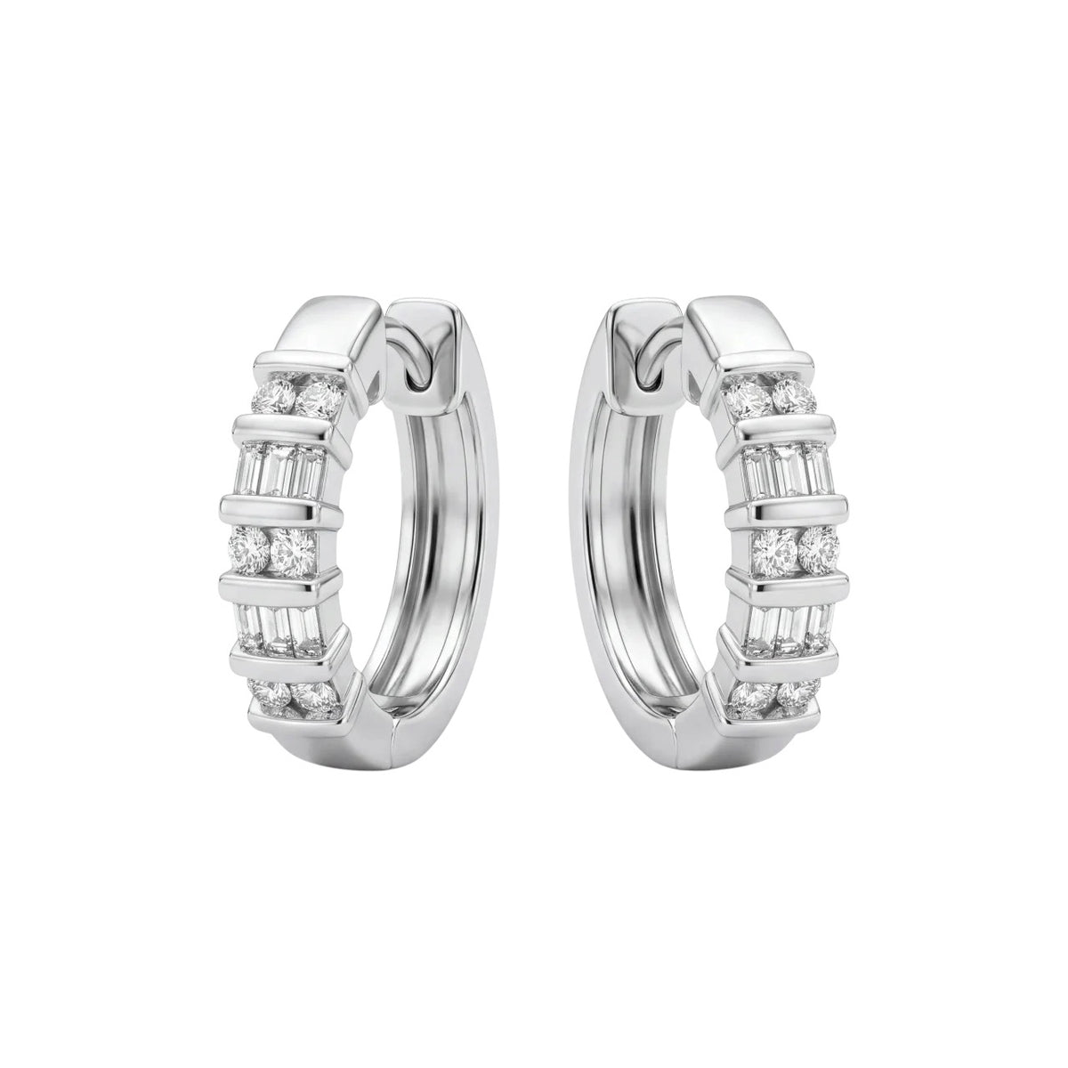 SHOP GOLDFATHER 10K WHITE GOLD DIAMOND HUGGIE EARRINGS ONLINE