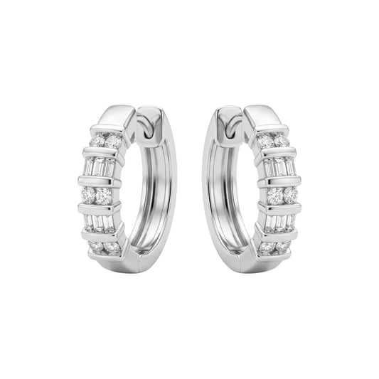 SHOP GOLDFATHER 10K WHITE GOLD DIAMOND HUGGIE EARRINGS ONLINE