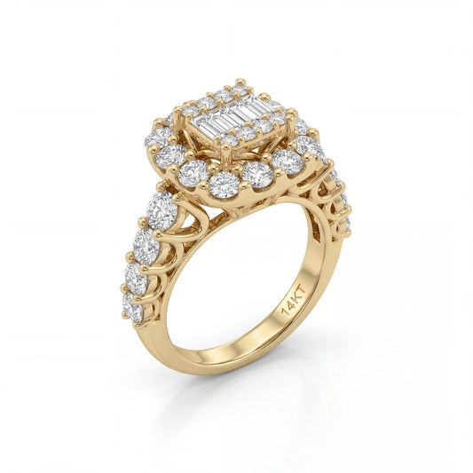 SHOP GOLD FATHER 14K YELLOW GOLD 2.90 CT VS DIAMOND HALO ENGAGEMENT RING IN SIZE 7 ONLINE