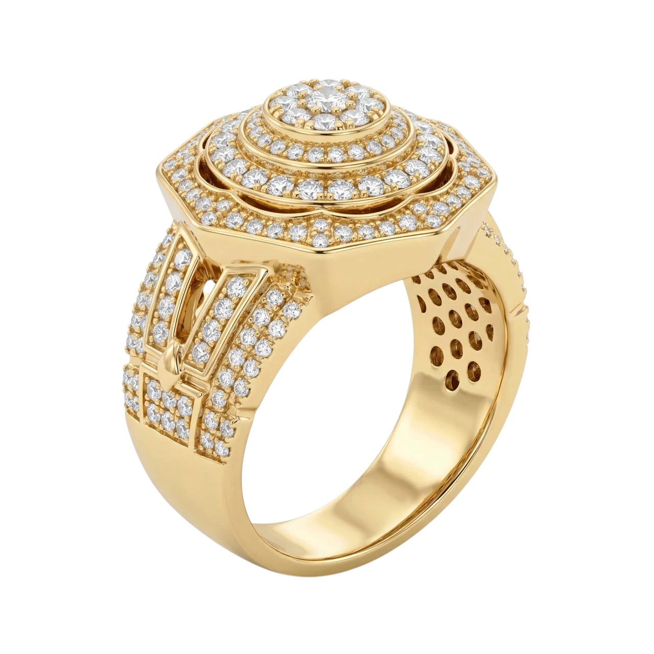 GOLD FATHER - 14K YELLOW GOLD 2.10 CT DIAMOND CLUSTER STATEMENT RING – SIZE 9.5
