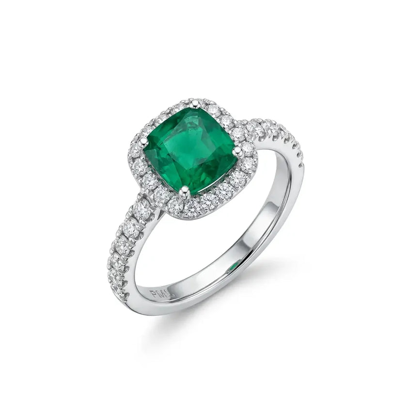 14kt White Gold Green Center Stone Diamond Engagement Ring