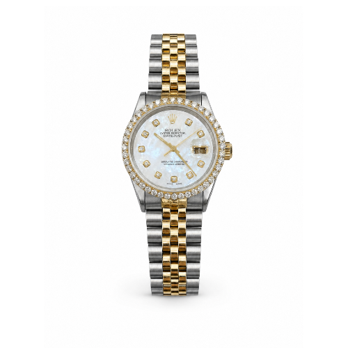 GOLD FATHER - TWO-TONE ROLEX DATEJUST 36MM MOTHER OF PEARL DIAMOND DIAL & DIAMOND BEZEL