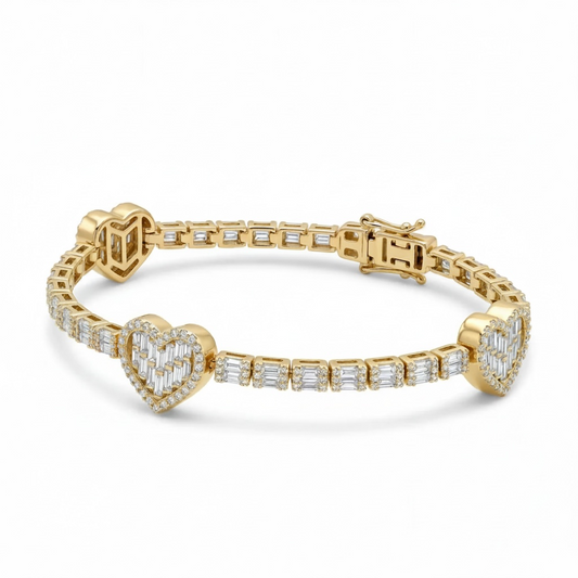 SHOP 10K YELLOW GOLD ROYAL HEART DIAMOND BRACELET WITH 2.25 CT VS NATURAL DIAMONDS ONLINE