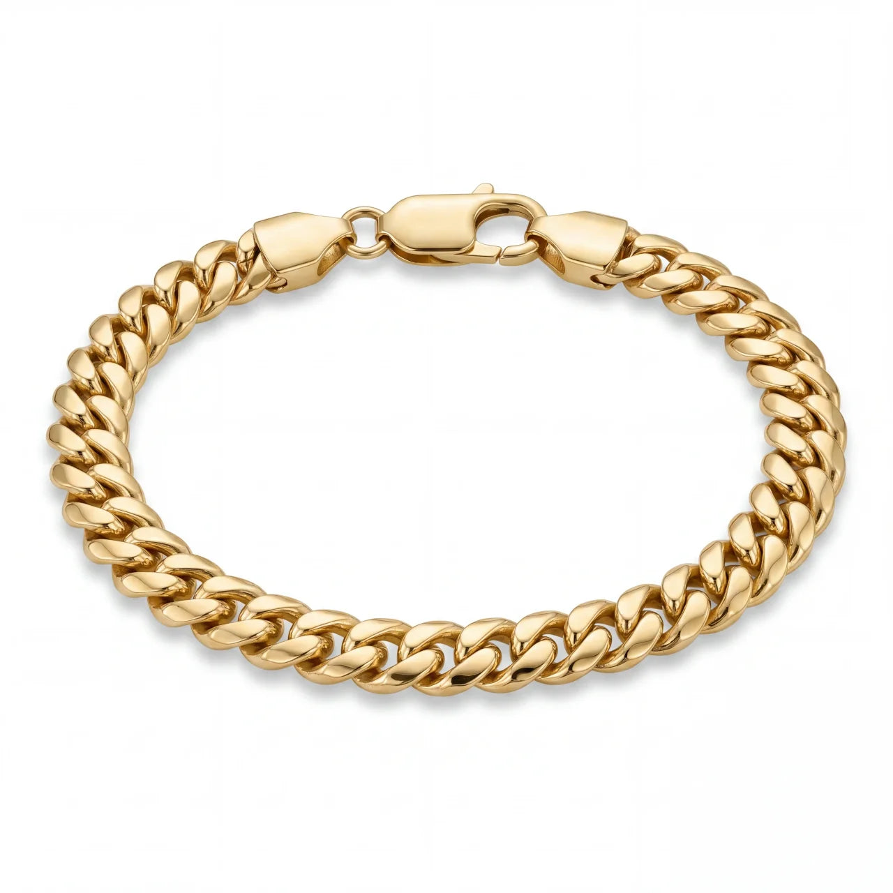 SHOP GOLD FATHER 7 MM 10K YELLOW GOLD CUBAN LINK BRACELET IN 7.5 INCH ONLINE