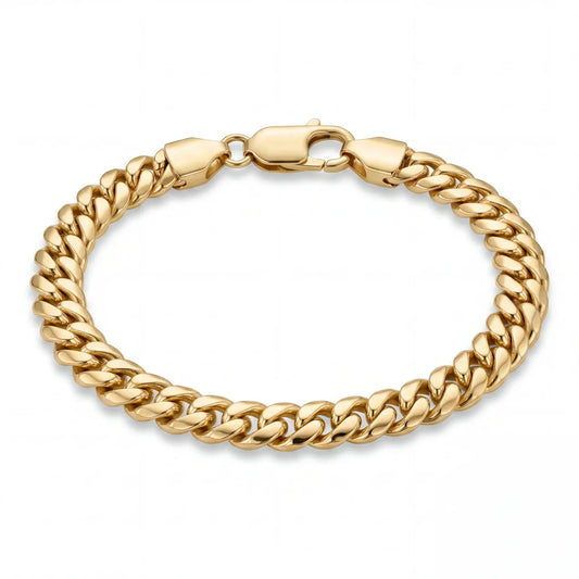 SHOP GOLD FATHER 7 MM 10K YELLOW GOLD CUBAN LINK BRACELET IN 7.5 INCH ONLINE
