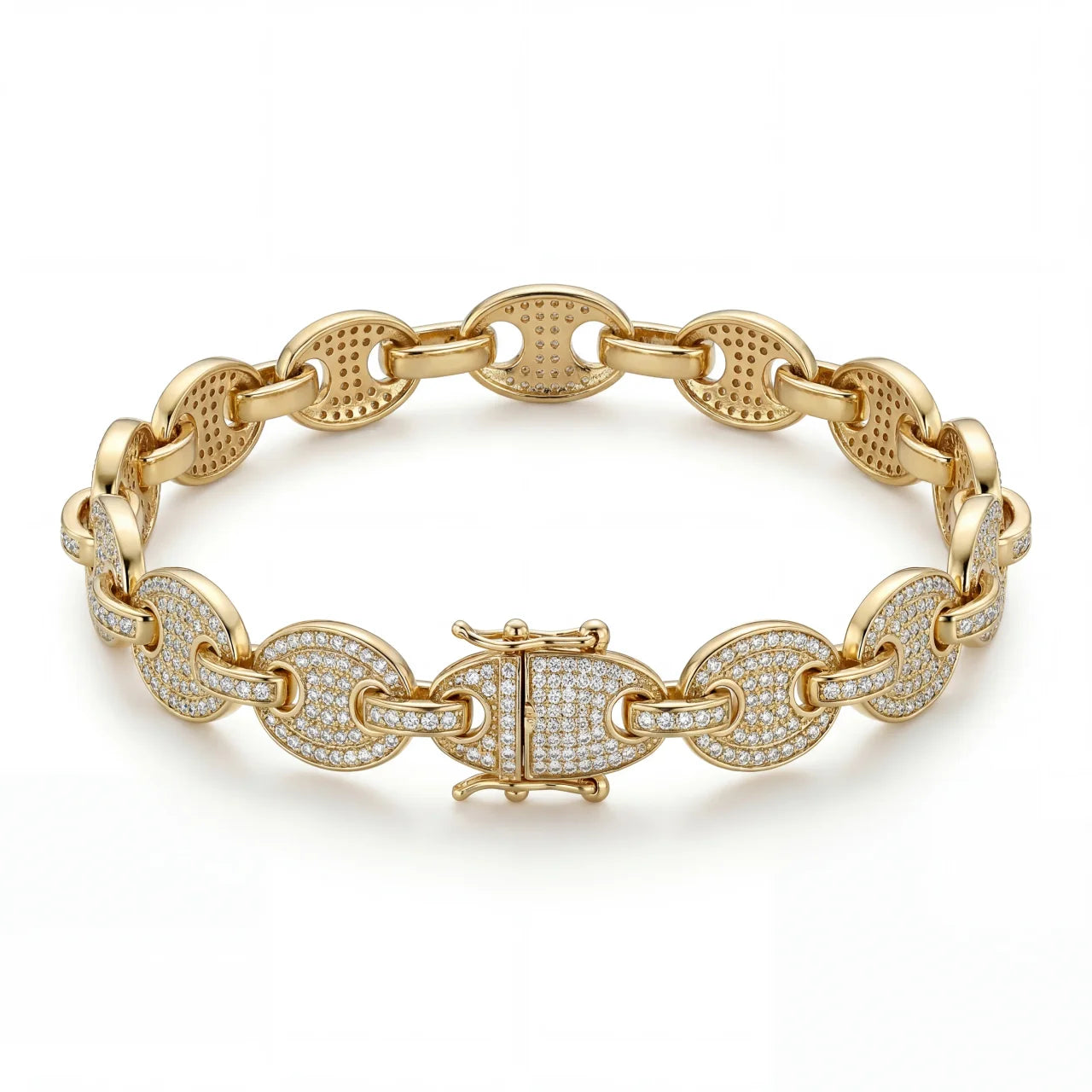 10kt Yellow Gold Diamond Gucci Link Bracelet 8