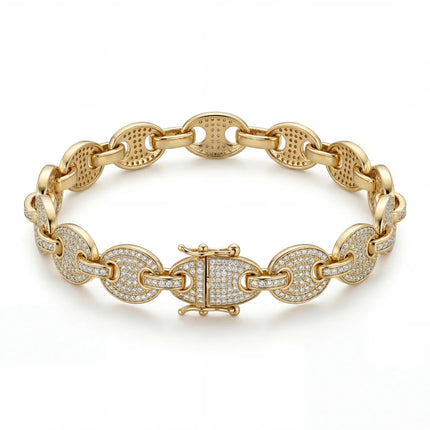 10kt Yellow Gold Diamond Gucci Link Bracelet 8