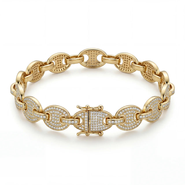 10kt Yellow Gold Diamond Gucci Link Bracelet 8