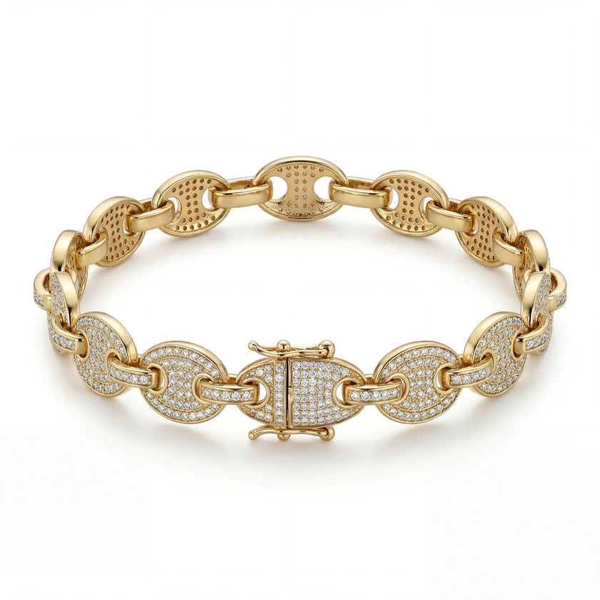 10kt Yellow Gold Diamond Gucci Link Bracelet 8