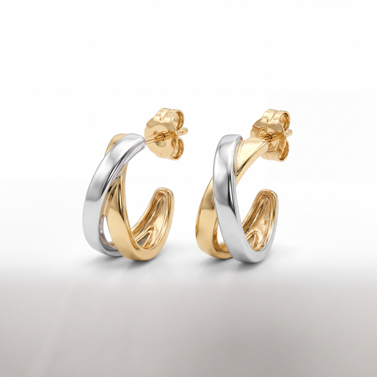 14K Two Tone Gold Earrings