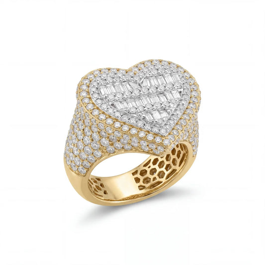 SHOP GOLD FATHER 10K TWO TONE 6 CT VS HALO HEART DIAMOND RING IN SIZE 7 ONLINE