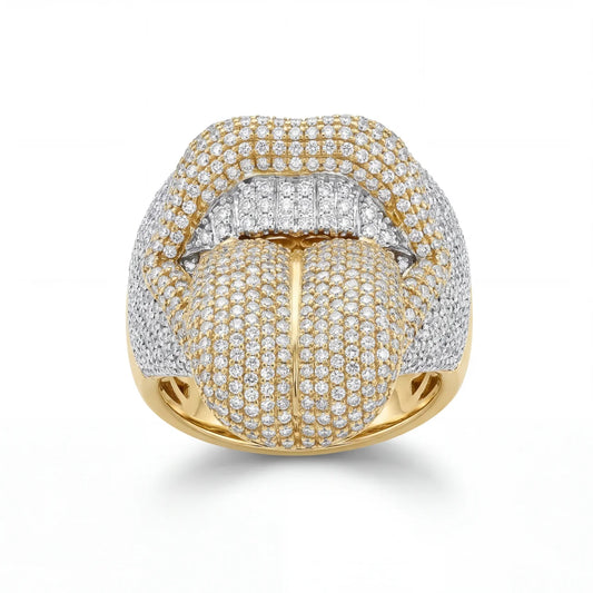 10kt Two-Tone Diamond Lips Ring