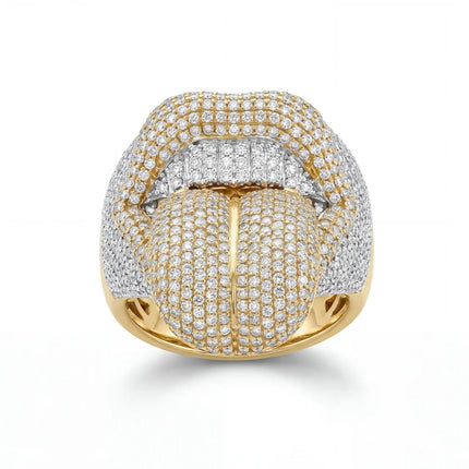10kt Two-Tone Diamond Lips Ring