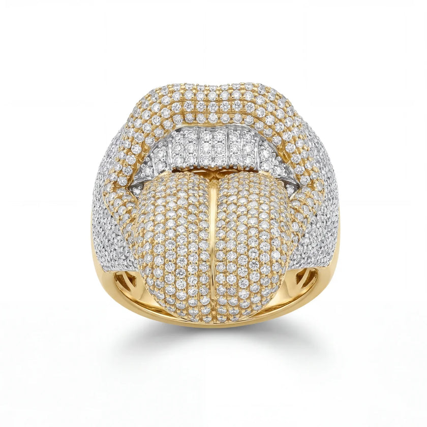 10kt Two-Tone Diamond Lips Ring