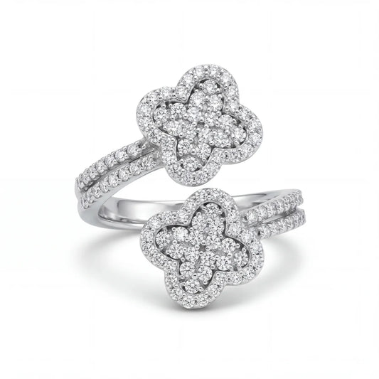 SHOP GOLD FATHER 14K WHITE GOLD 1.25 CT VS DIAMOND DOUBLE FLOWER RING IN SIZE 7 ONLINE