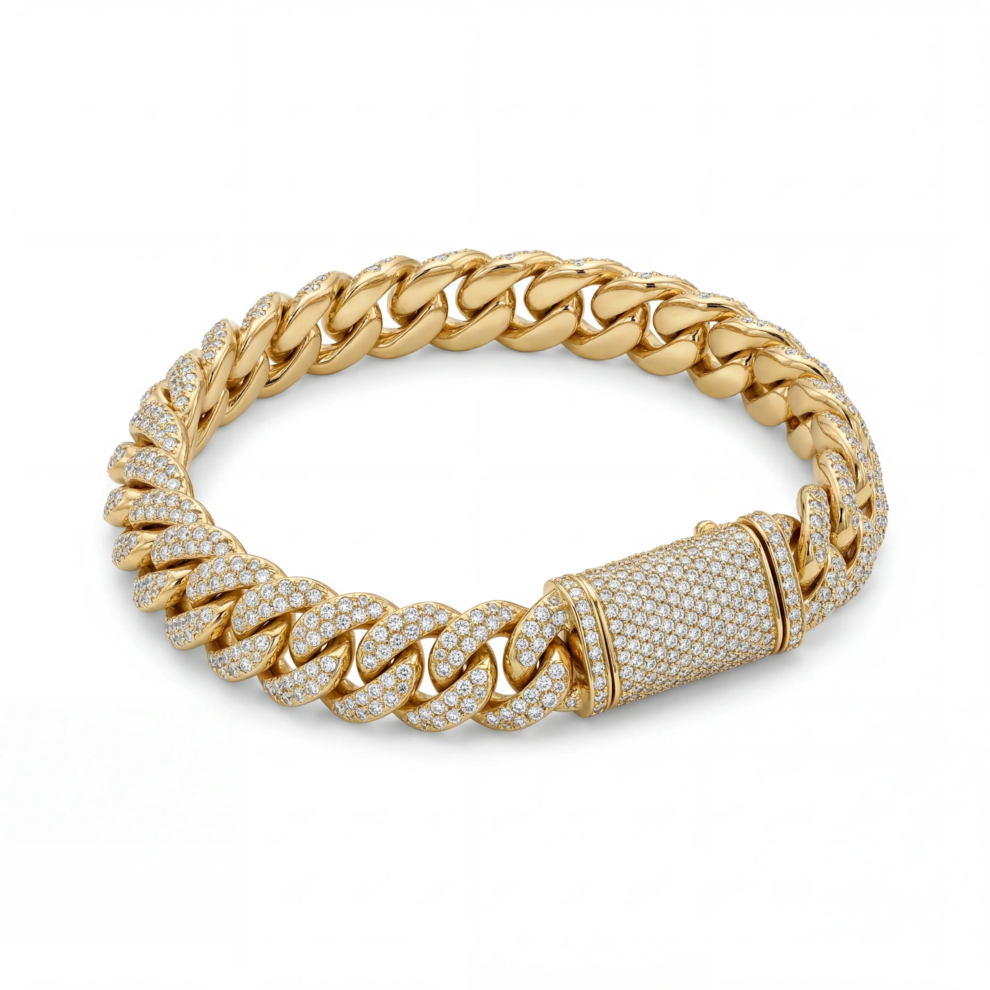 10kt Yellow Gold Diamond Cuban Link Bracelet 8