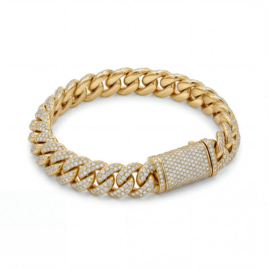 SHOP 10K YELLOW GOLD 8 CT VS DIAMOND CUBAN LINK BRACELET IN 8 INCHES ONLINE