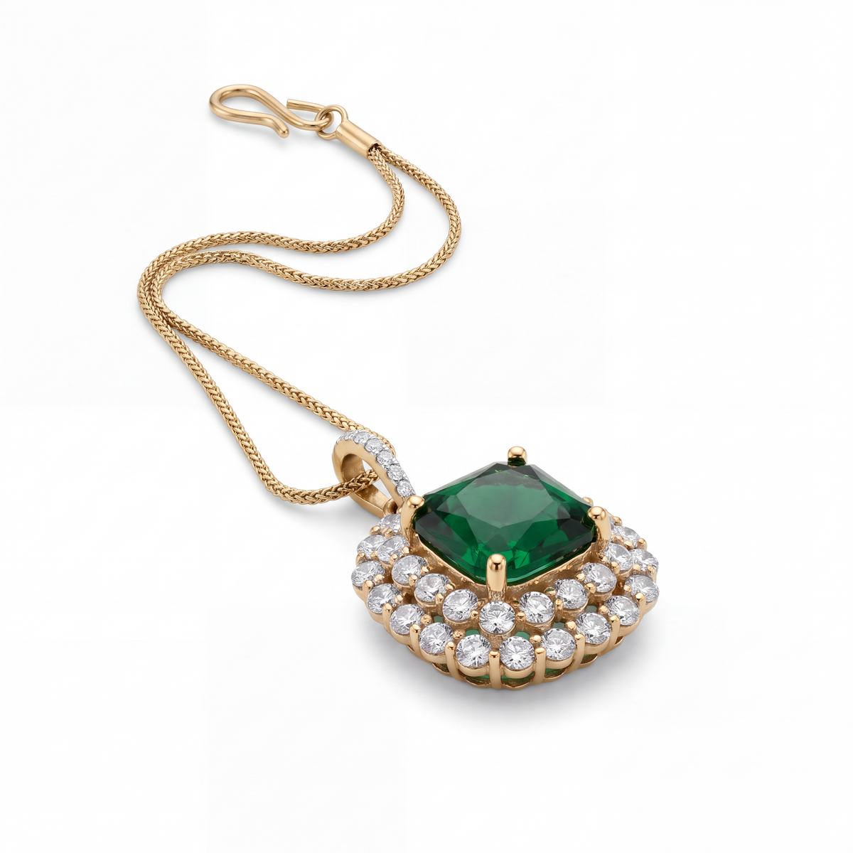 SHOP GOLD FATHER 10K YELLOW GOLD GREEN ANTIQUE-STYLE PENDANT WITH CUBIC ZIRCONIA ONLINE